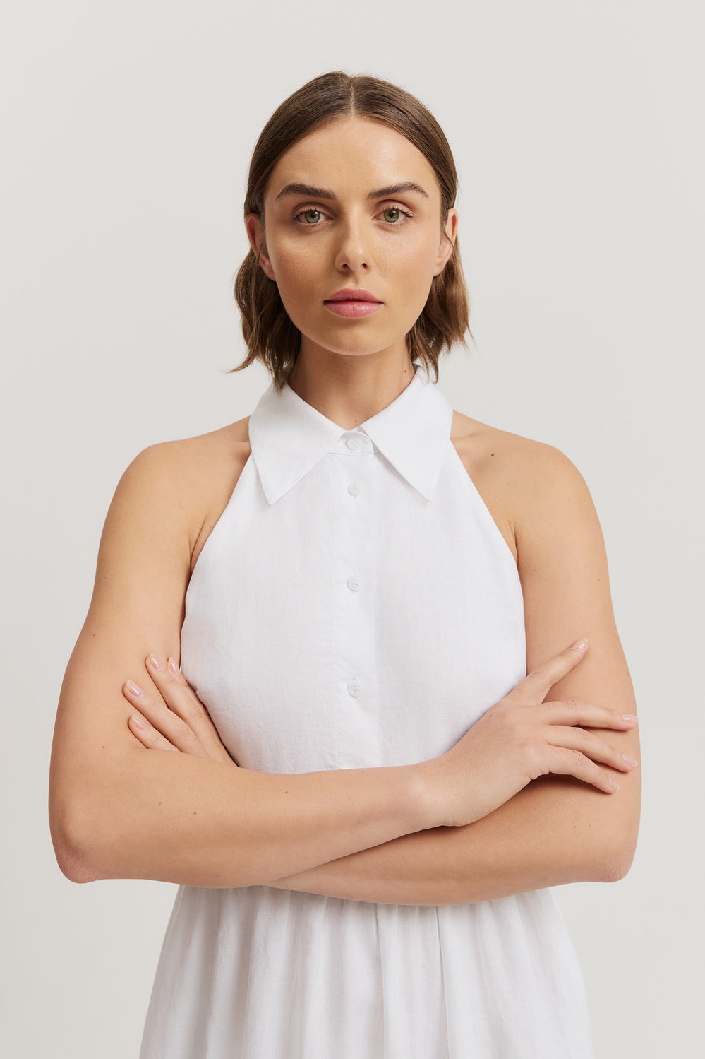 Linen Collared Maxi Dress