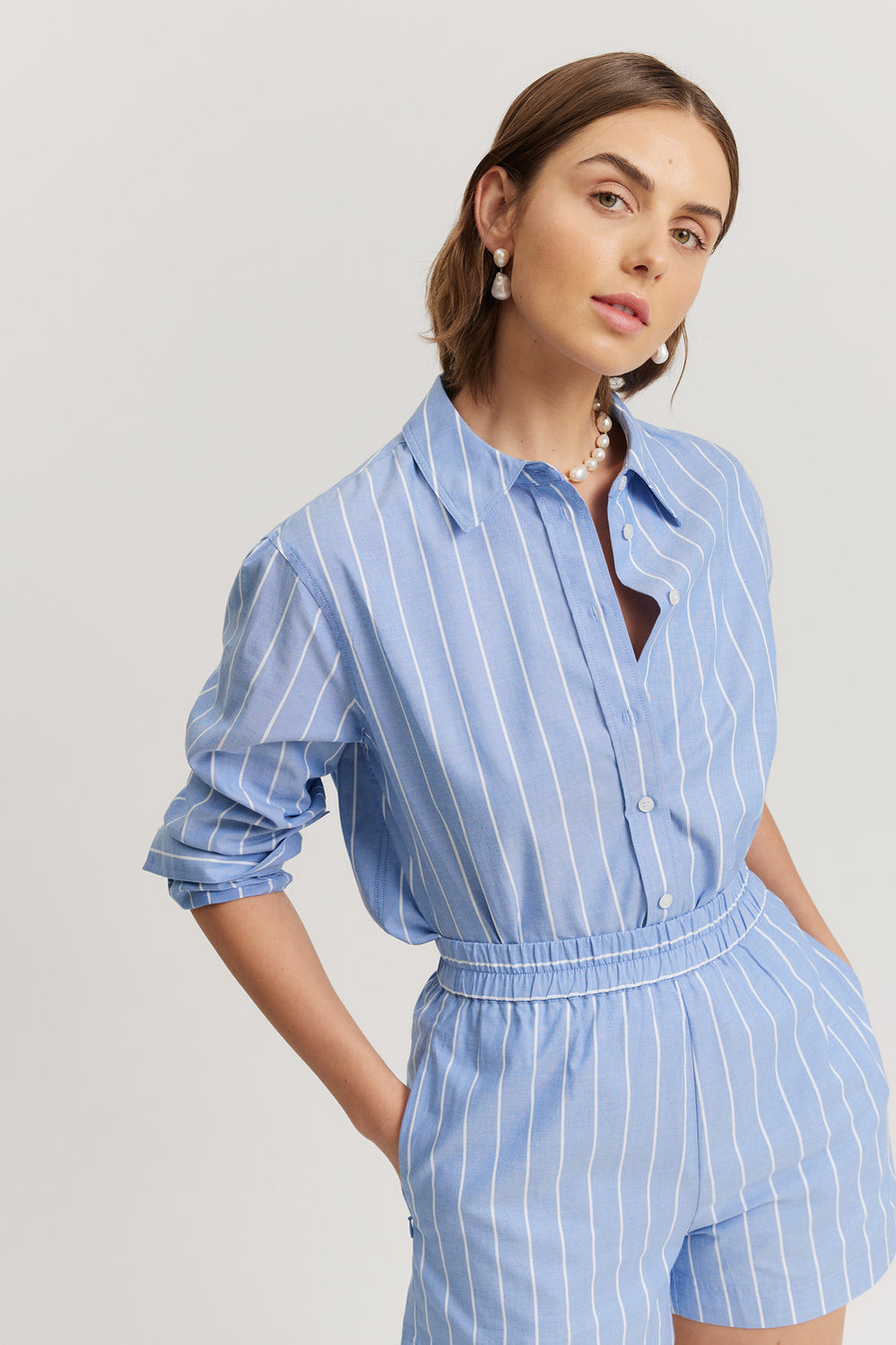 Cotton Pinstripe Oxford Shirt