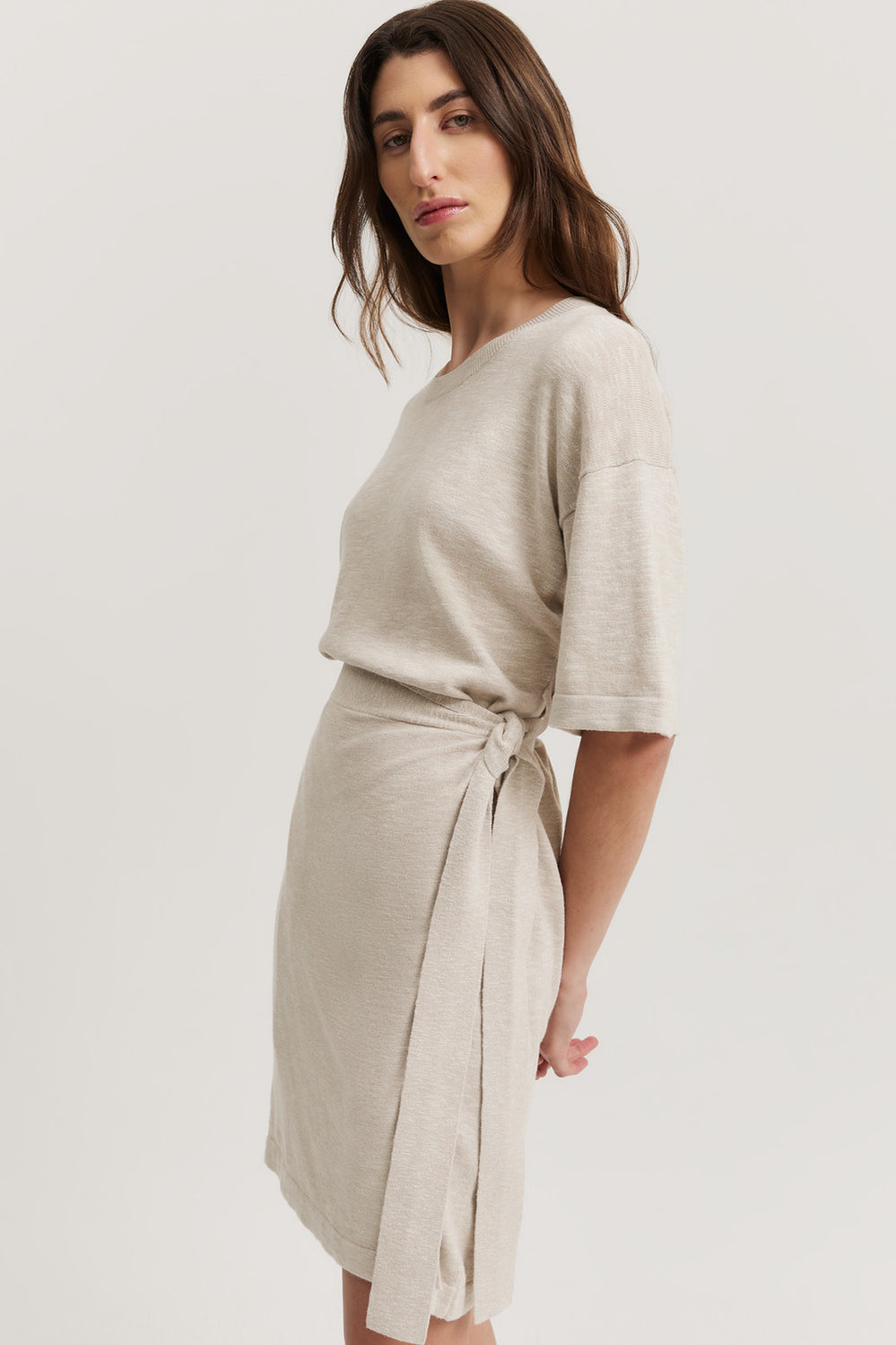 Cotton Linen Wrap Dress