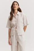 Linen Stripe Short Sleeve Shirt