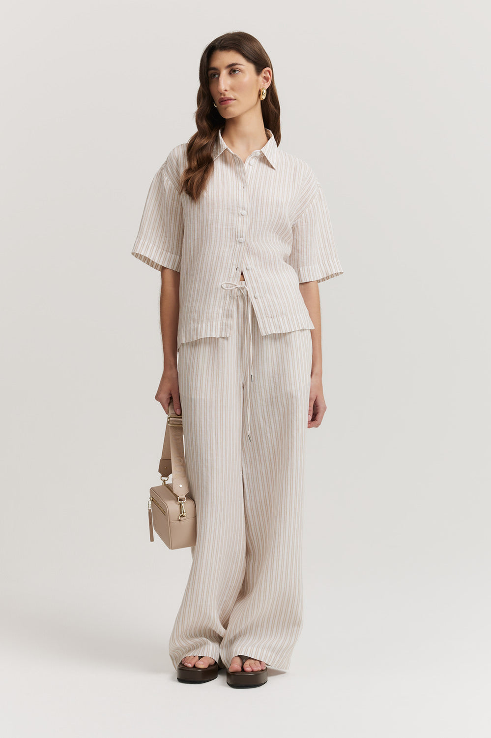 Linen Stripe Pull-On Pant