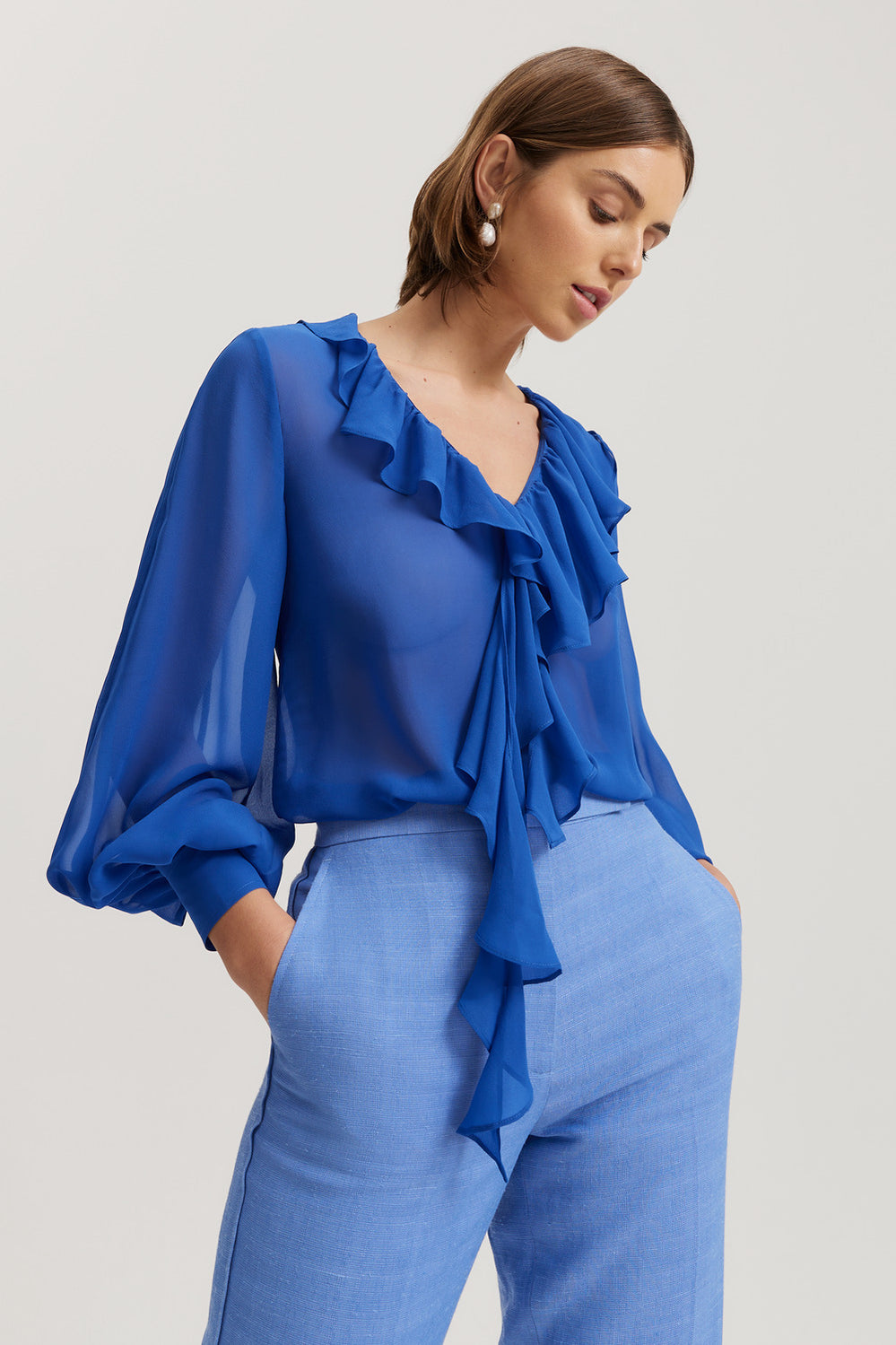 Silk Ruffle Dinner Blouse