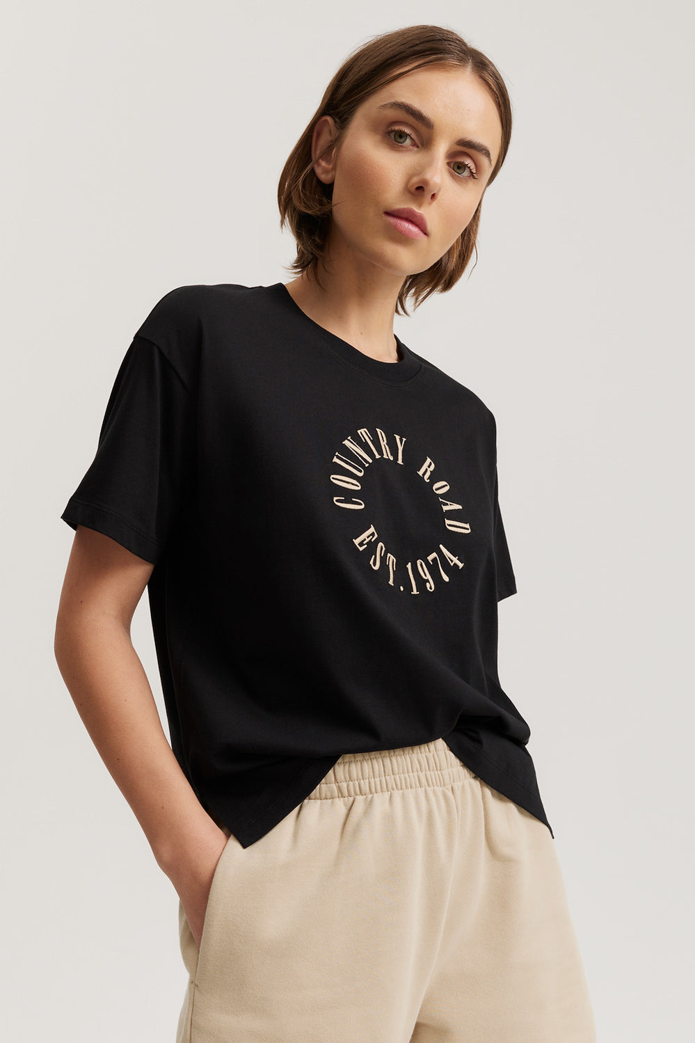 Cotton Round Logo T-Shirt