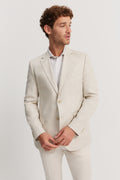 Regular Fit Half-Lined Linen Houndstooth Blazer