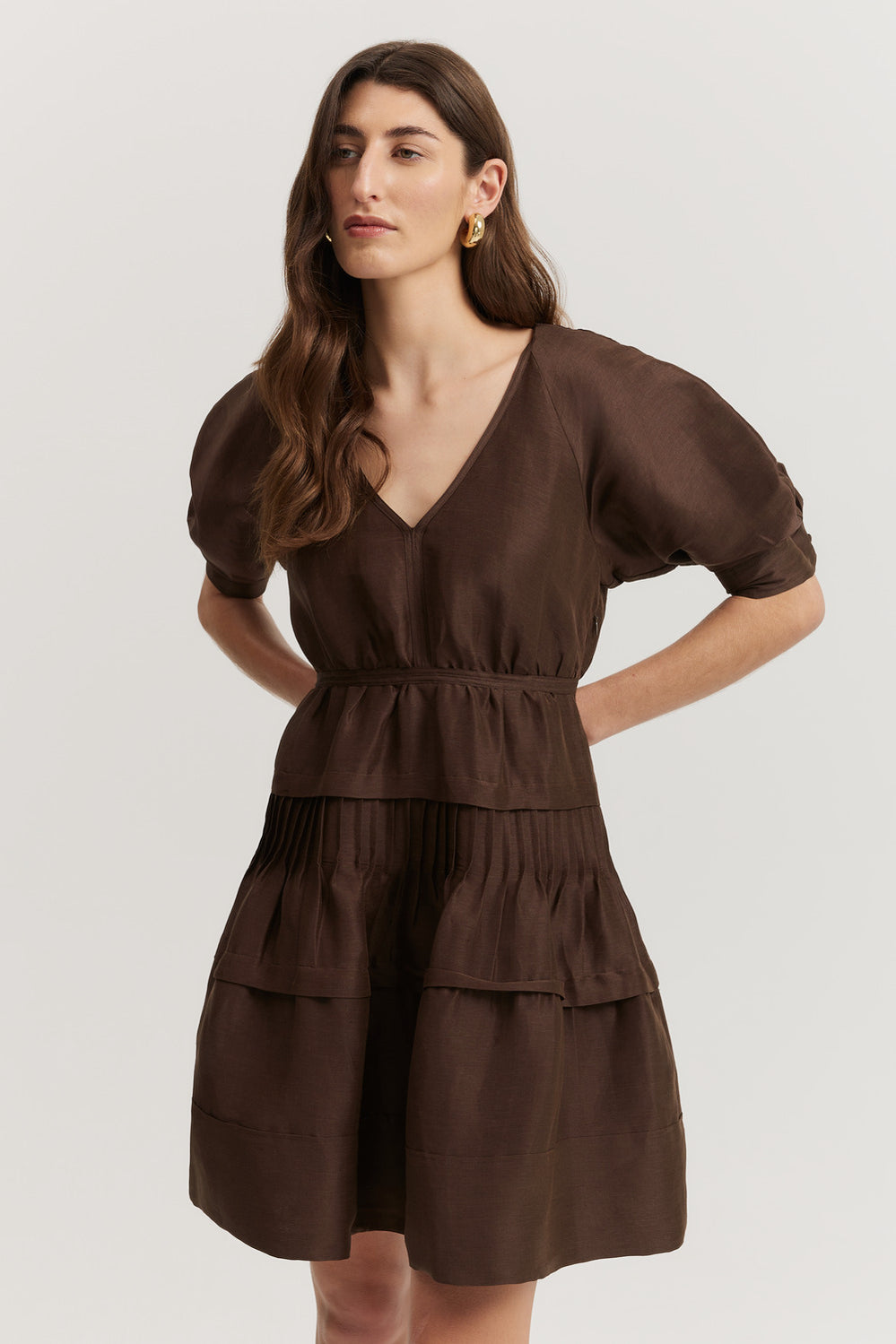 Gathered Tiered Mini Dress