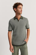 Cotton Silk Jacquard Knit Polo