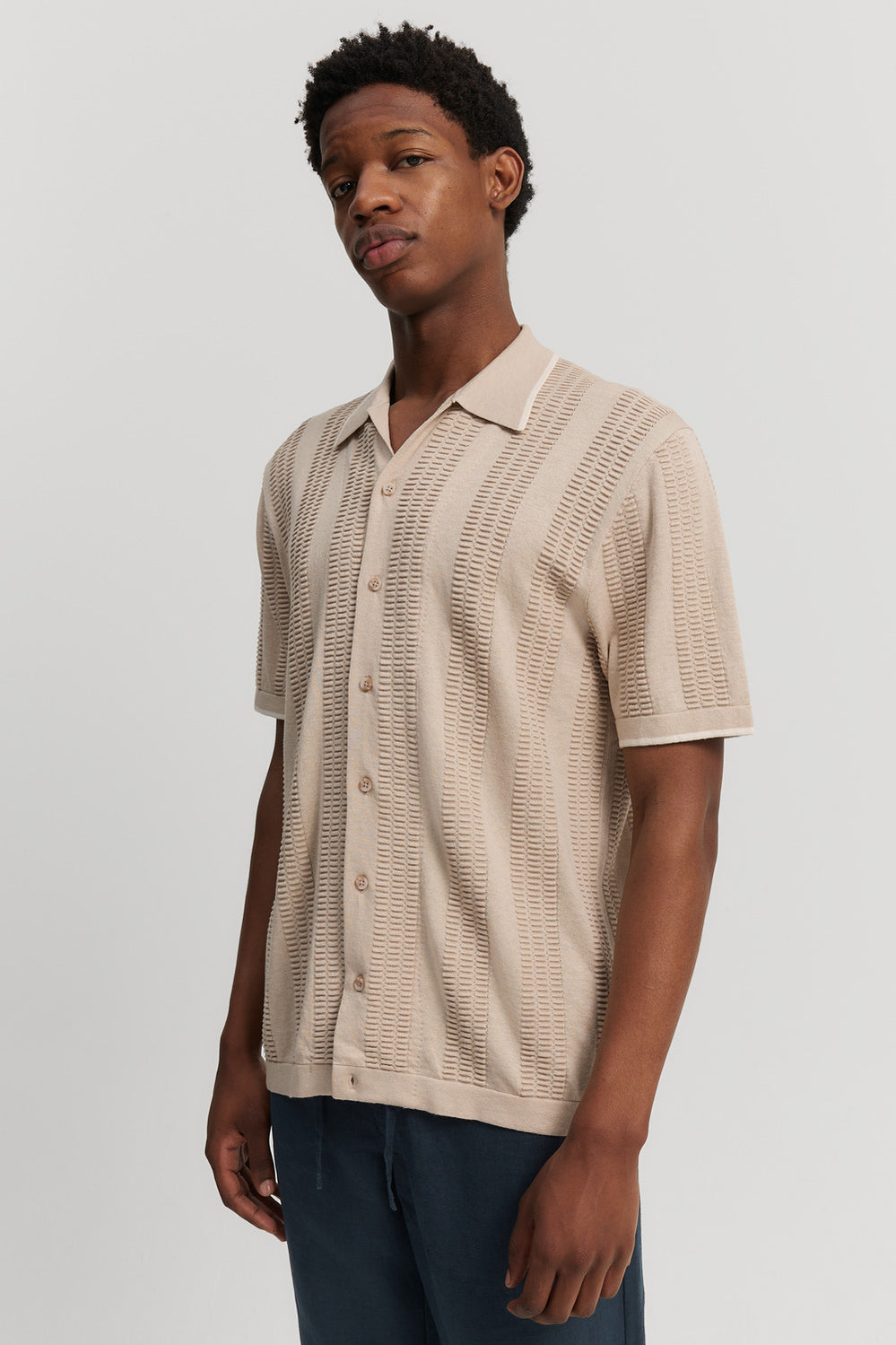 Textured Stripe Knit Shirt