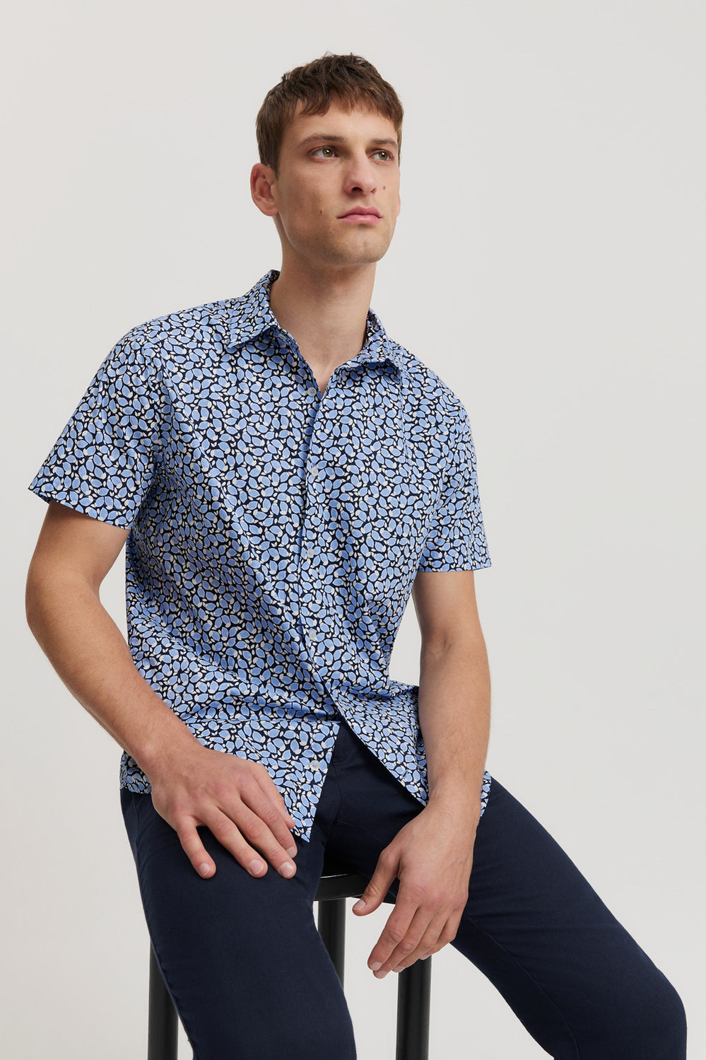 Regular Fit Cotton Lemon Print Short Sleeve Shirt