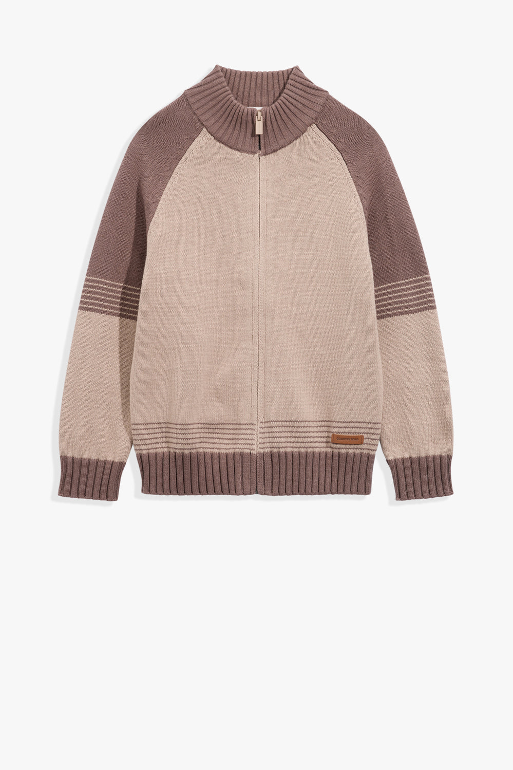 Organically Grown Cotton Spliced Zip Knit