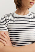 Cotton Stripe Crop Fitted T-Shirt