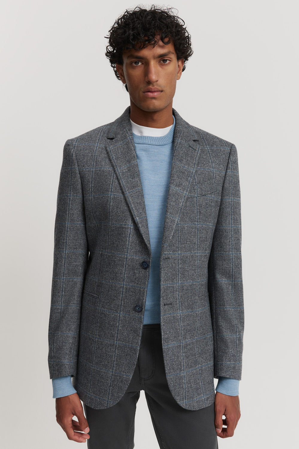 Regular Fit Lambswool Check Blazer