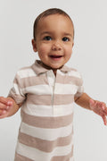 Organically Grown Cotton Stripe Polo Bodysuit
