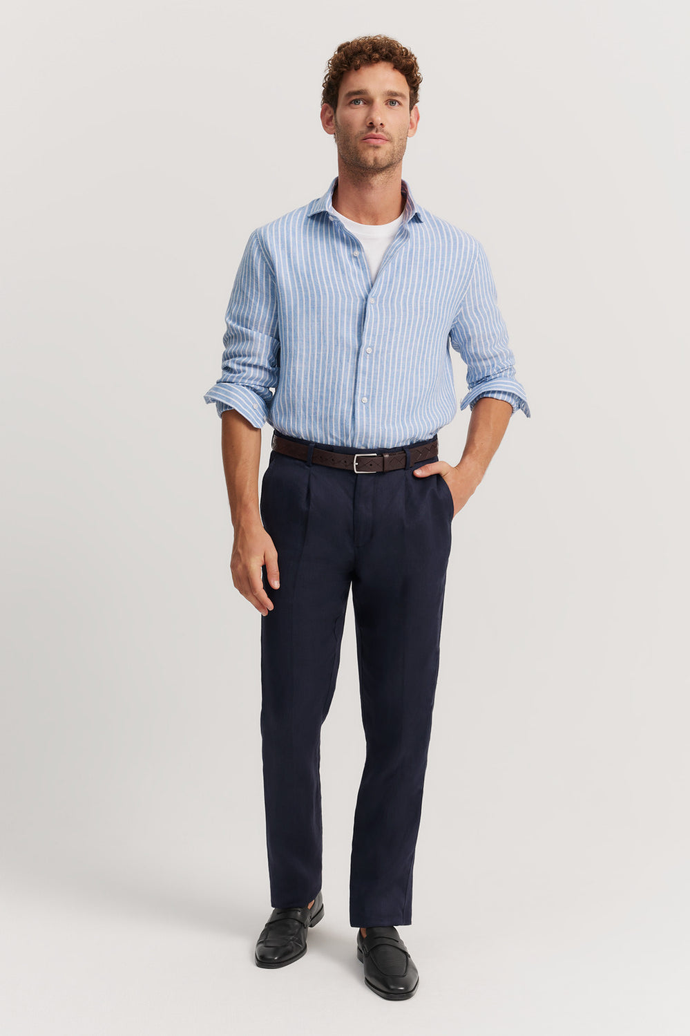 Tailored Fit Linen Stripe Shirt