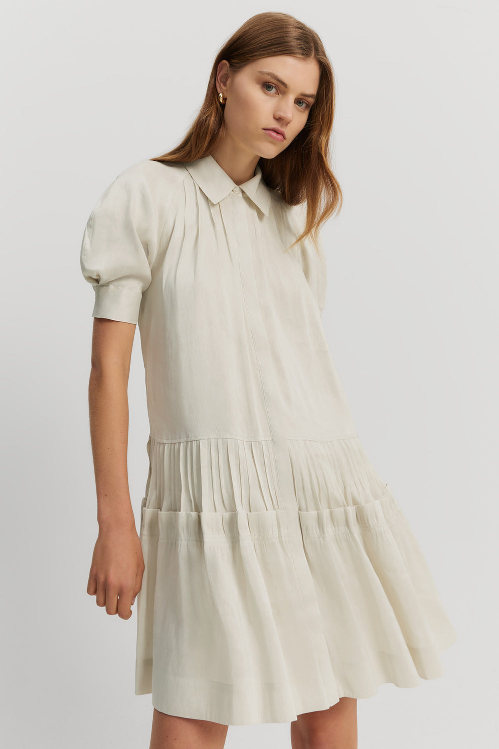 Tuck Detail Short Sleeve Shirt Dress