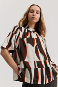 Print Pintuck Detail Blouse