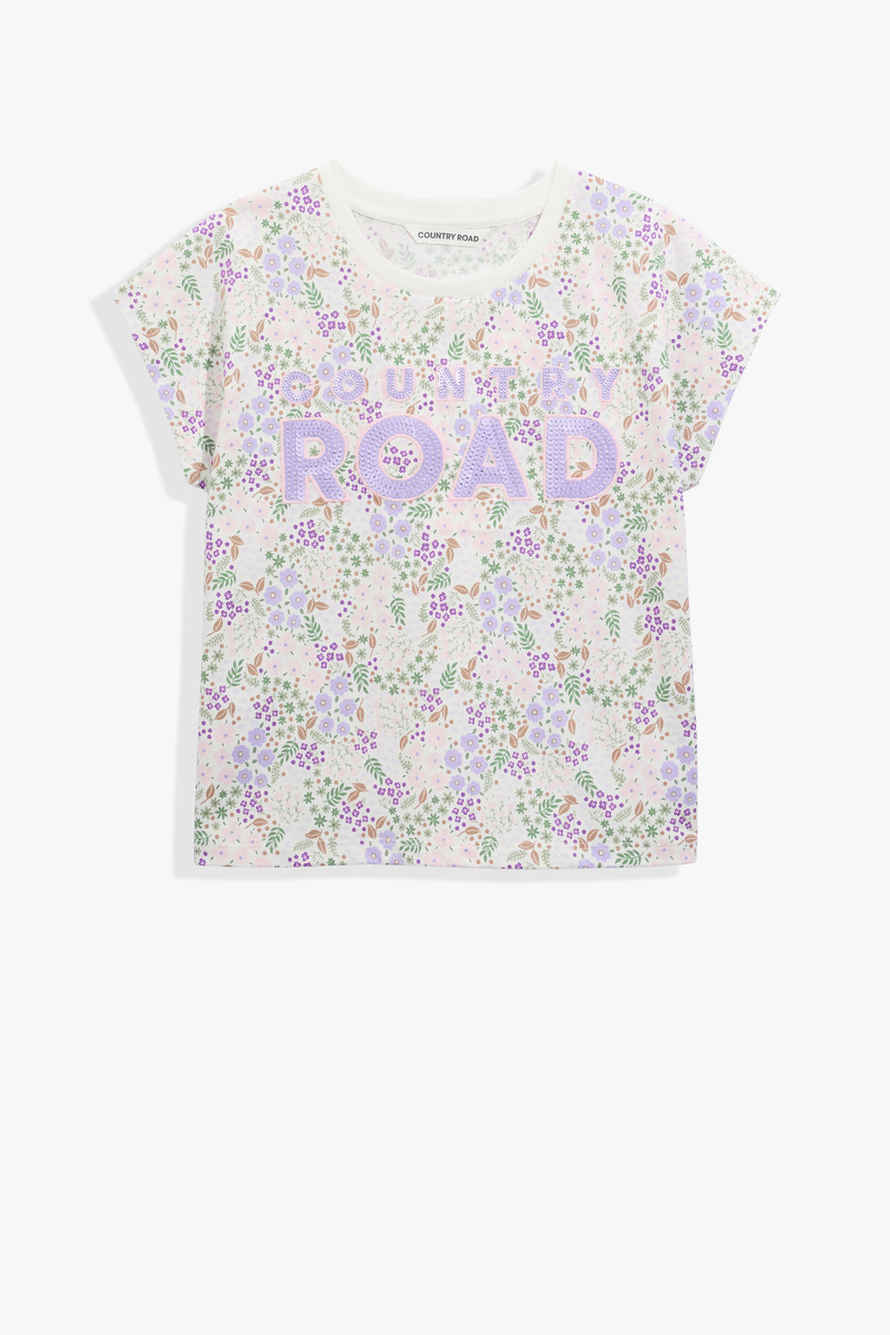 Cotton Sequin Logo T-Shirt