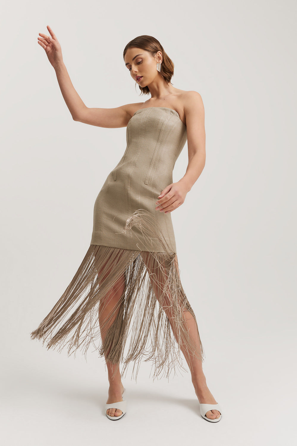 Basket Weave Strapless Dress