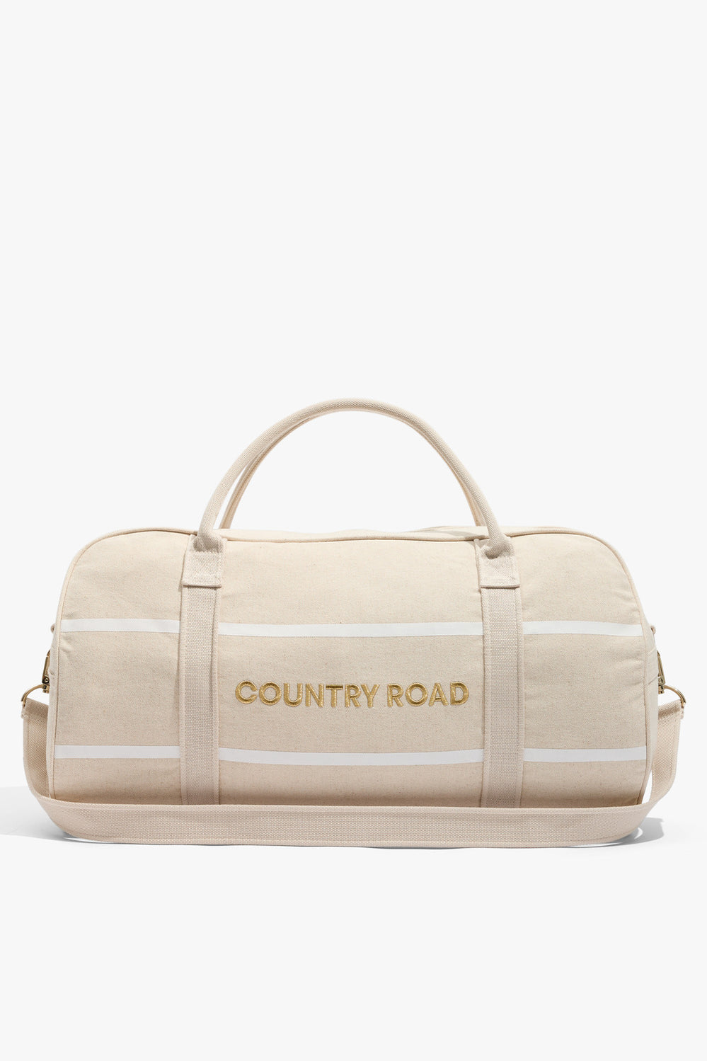 Cotton Metallic Stripe Logo Tote