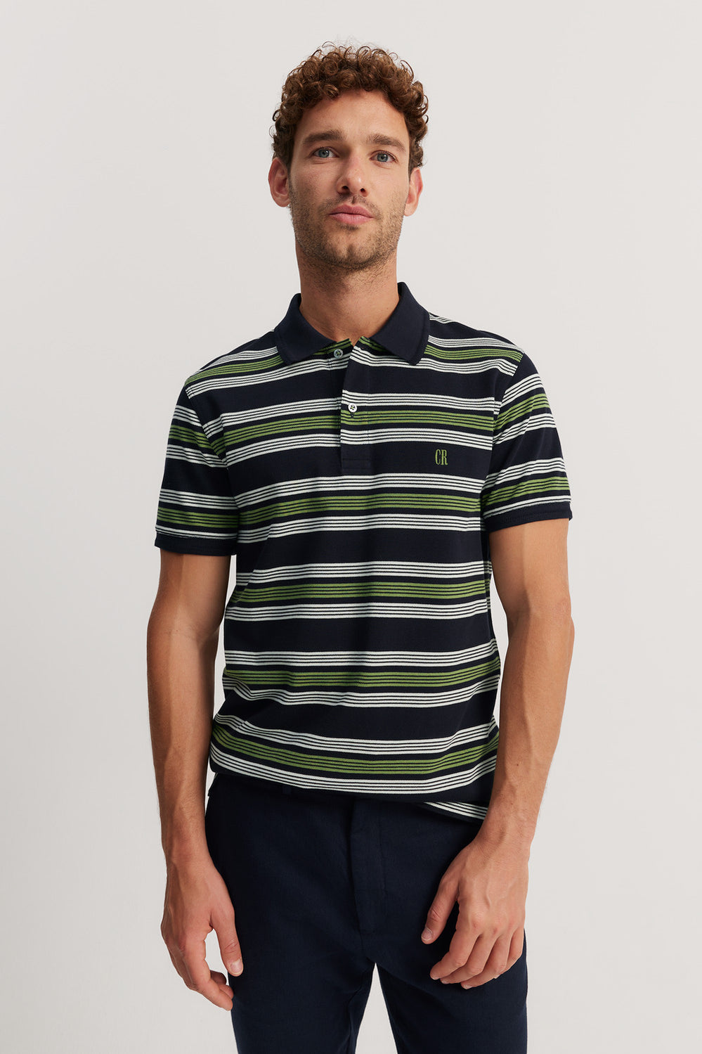 Cotton Stripe Pique Polo