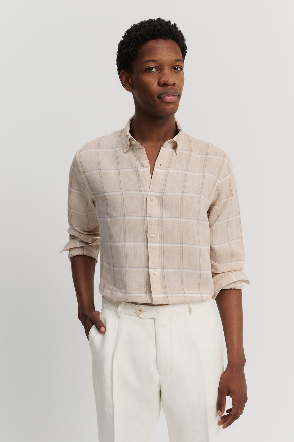 Regular Fit Linen Check Shirt