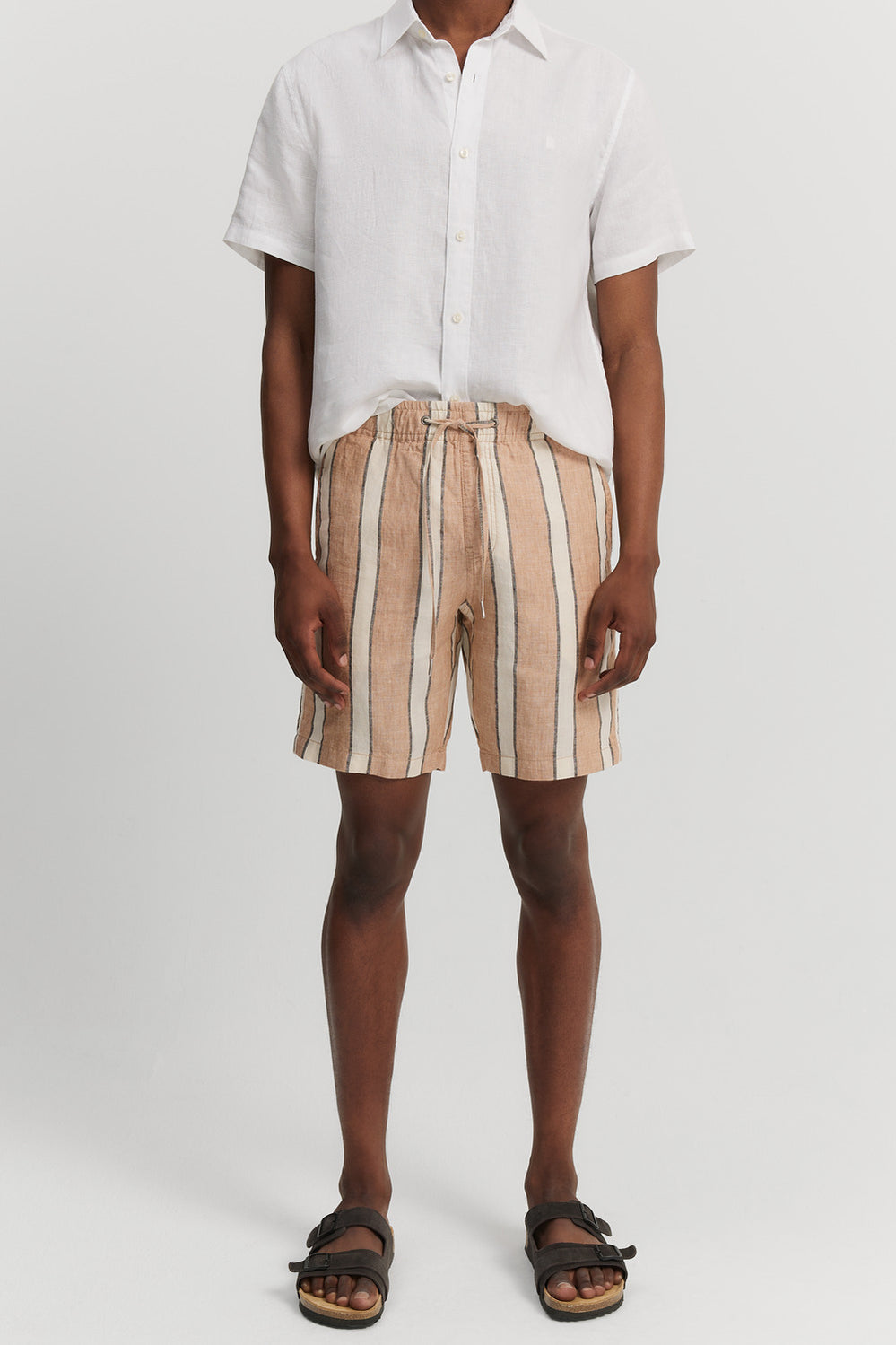 Organically Grown Linen Stripe Drawcord Short