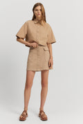 Cotton Blend Denim Pocket Detail Skirt