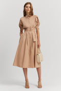 Tuck Detail Midi Shirt Dress