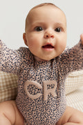Organically Grown Cotton Puff Logo Long Sleeve Bodysuit