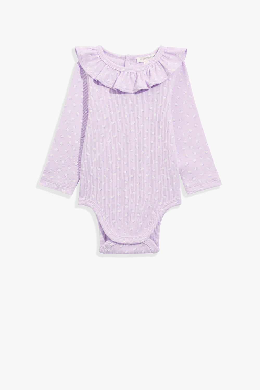 Cotton Frill Rib Long Sleeve Bodysuit