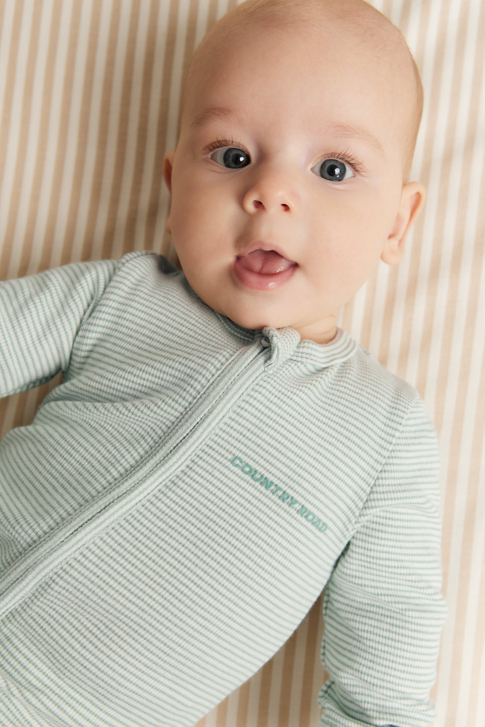 Organically Grown Cotton Stripe Rib Jumpsuit