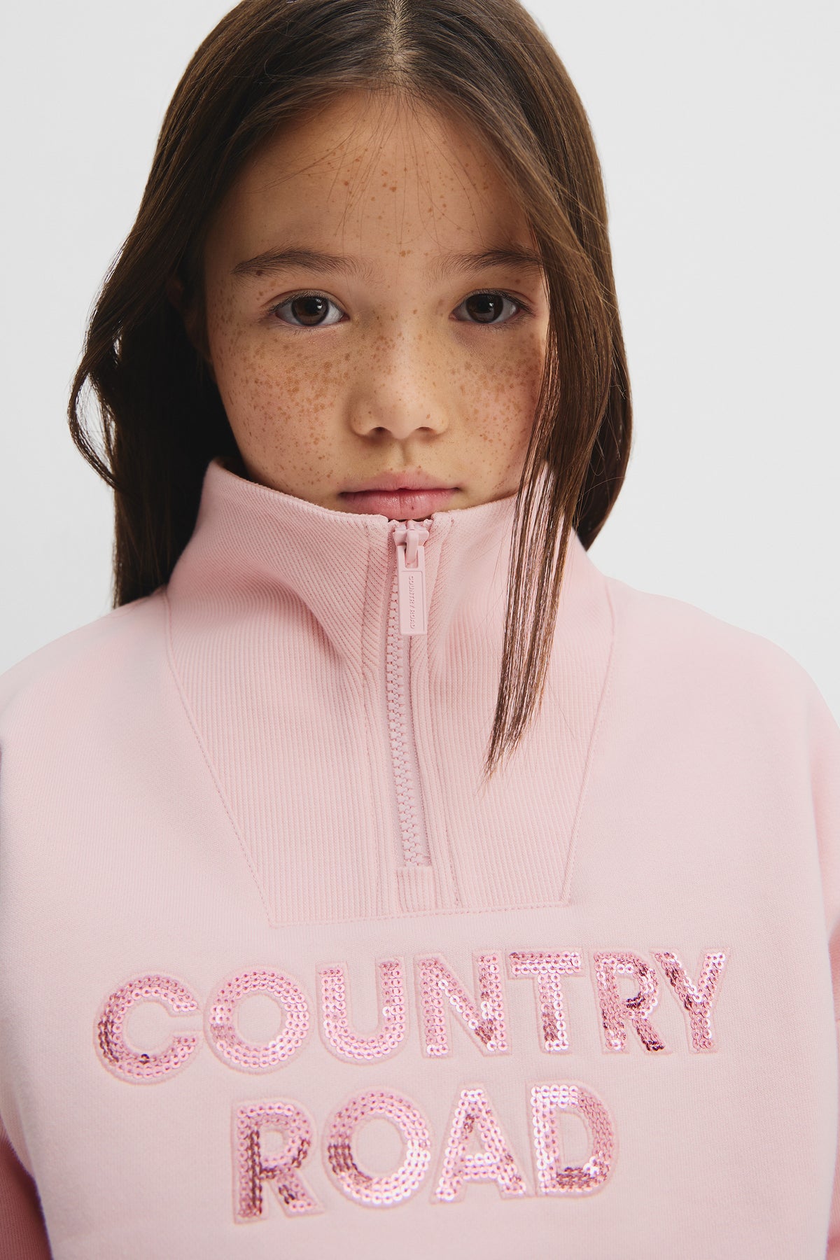 Australian Cotton Blend Sequin Half Zip Sweat