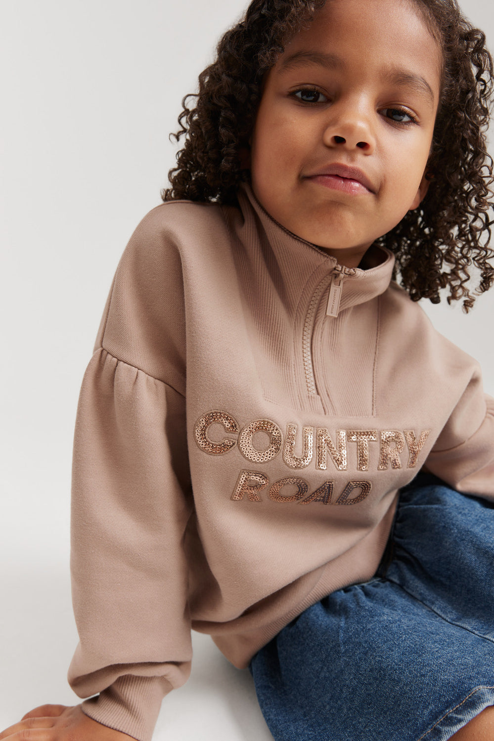 Australian Cotton Blend Sequin Half Zip Sweat