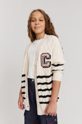 Teen Stripe Cable Cardigan