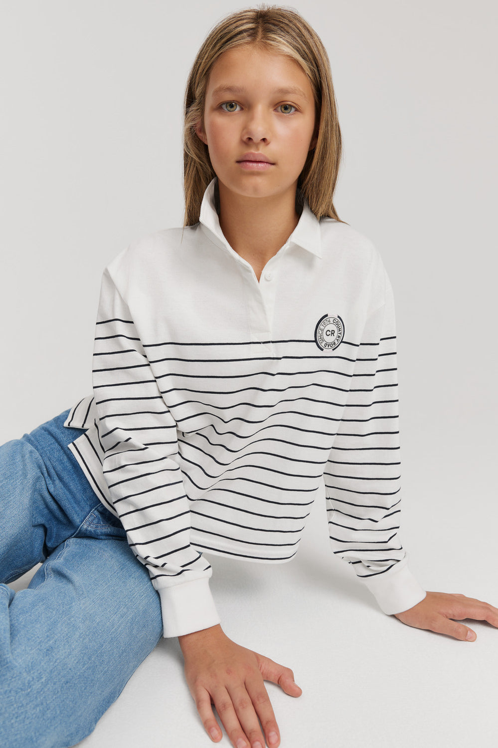 Teen Cotton Blend Long Sleeve Stripe Rugby T-Shirt