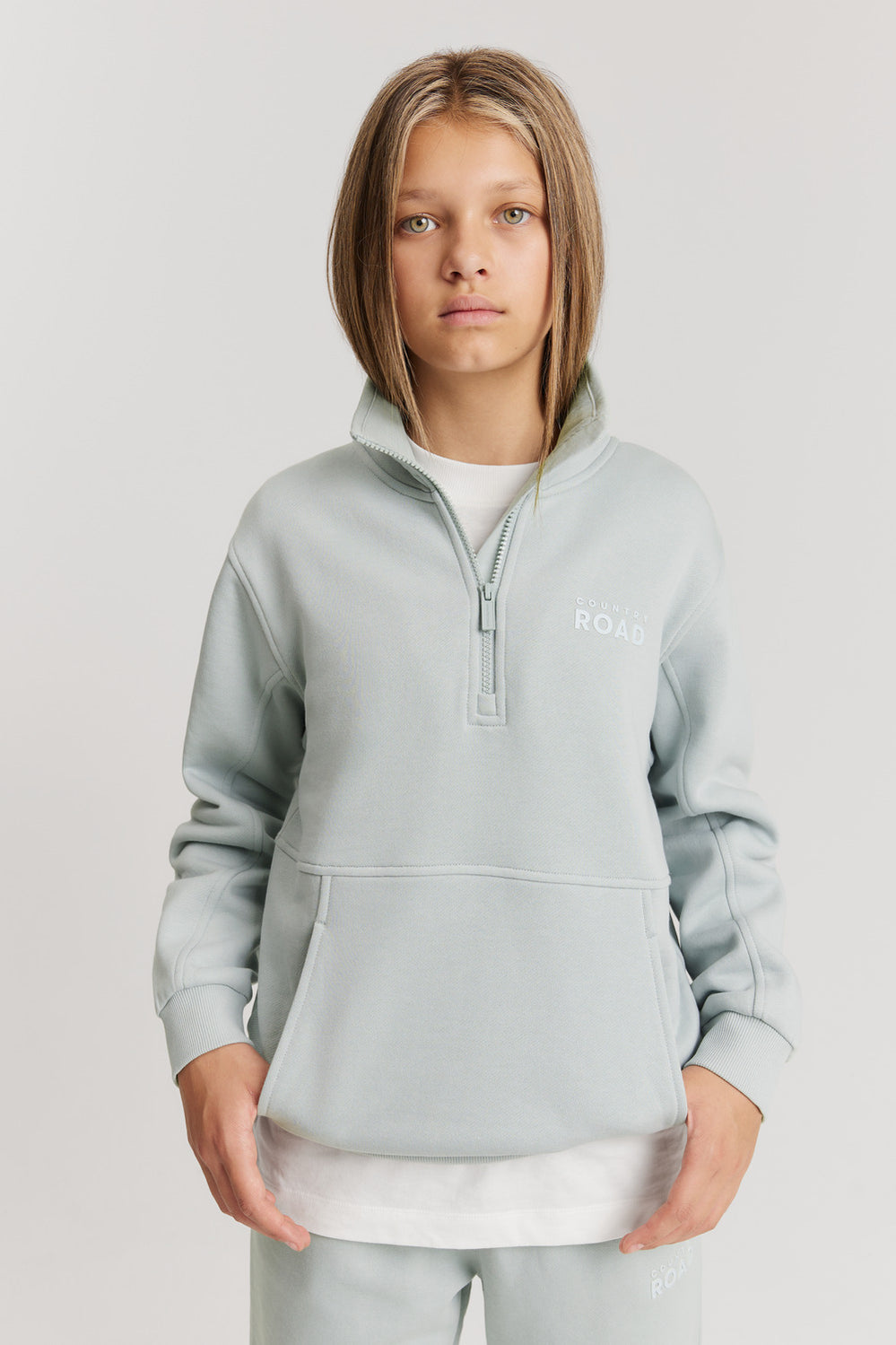 Teen Cotton Blend Logo Half Zip Sweat