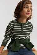 Cotton Stripe Waffle Henley