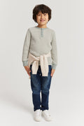 Organically Grown Cotton Stripe Waffle Henley