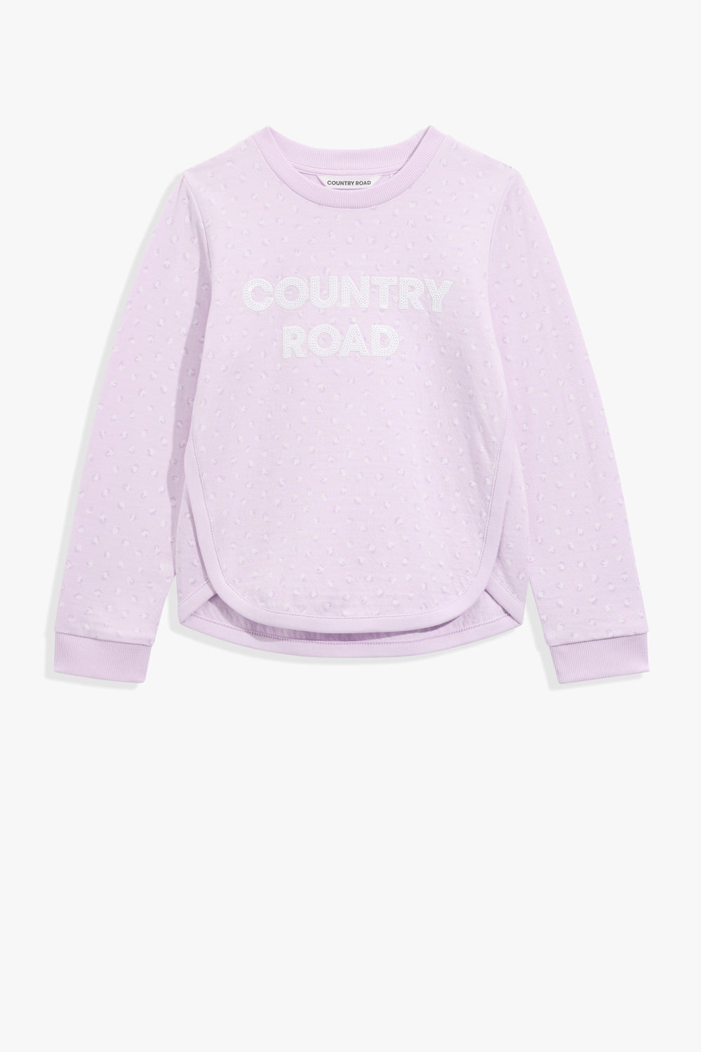 Cotton Long Sleeve Sequin Logo T-Shirt