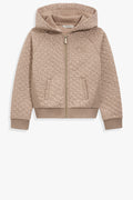Cotton Blend Quilted Zip Through Sweat