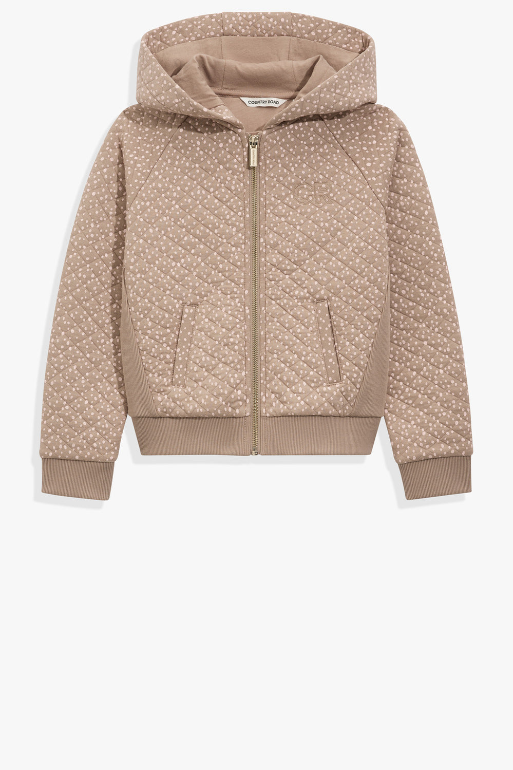Cotton Blend Quilted Zip Through Sweat