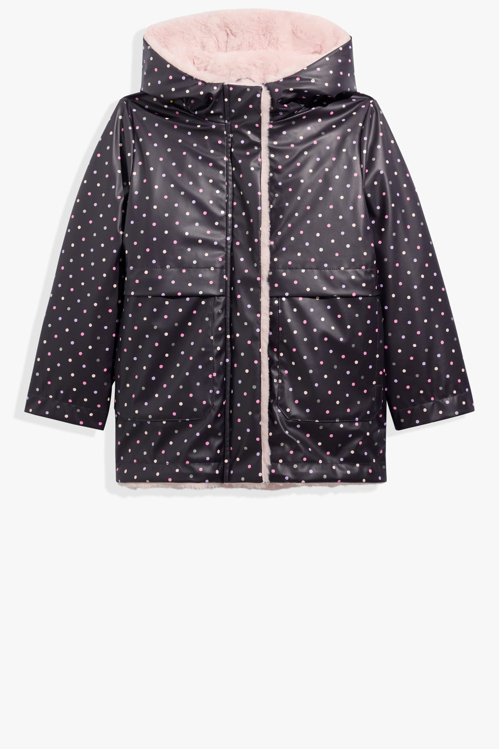 Polyester Fur Trim Raincoat