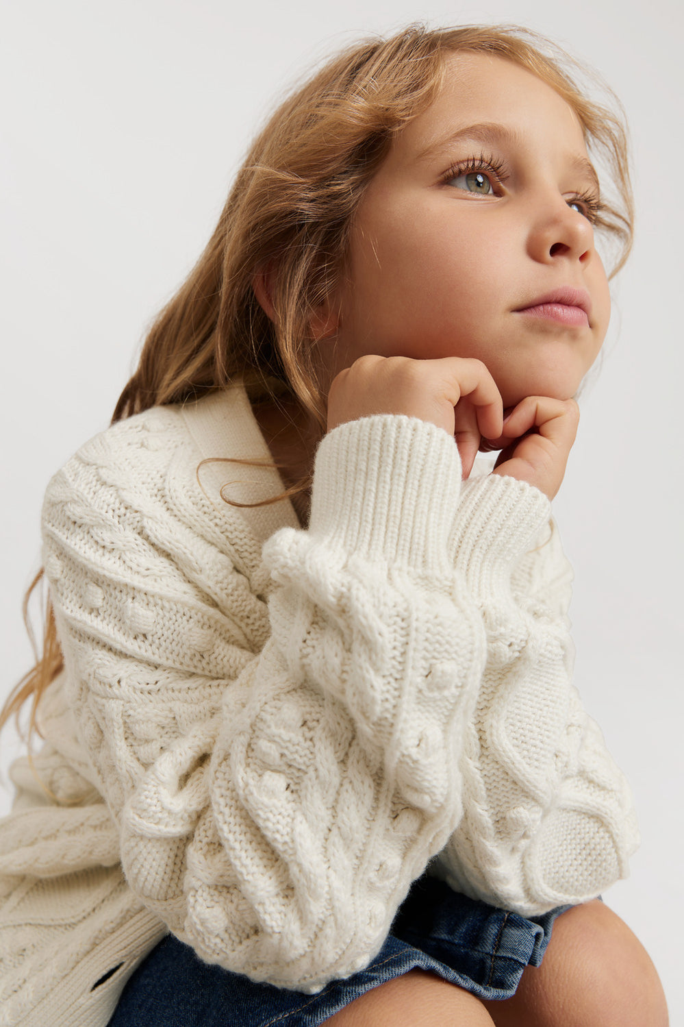 Organically Grown Cotton Blend Chunky Knit Cardigan
