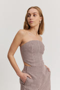 Linen Yarn Dyed Strapless Bodice