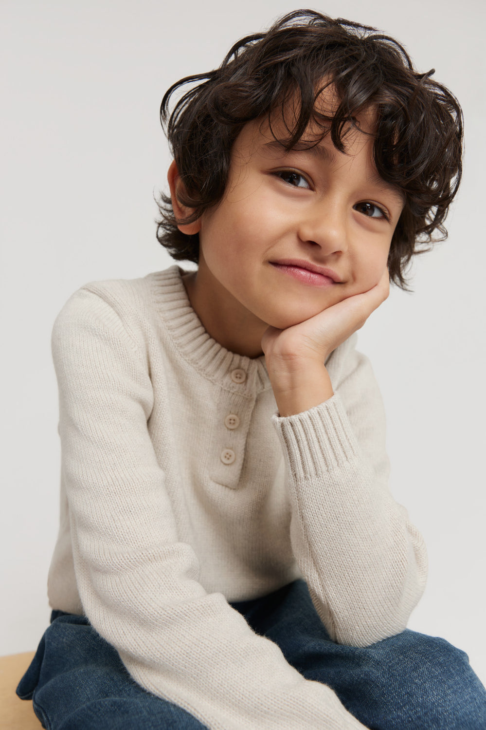 Organically Grown Cotton Blend Henley Knit
