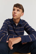 Teen Cotton Blend Block Stripe Long Sleeve Rugby T-Shirt