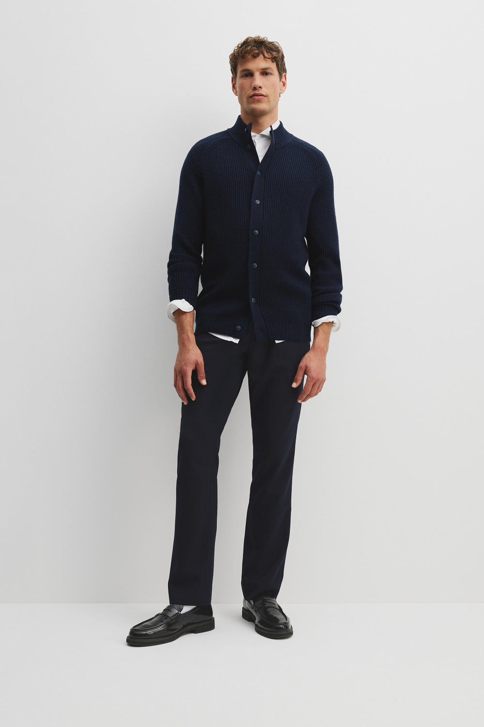 Wool Rib Button-Through Knit