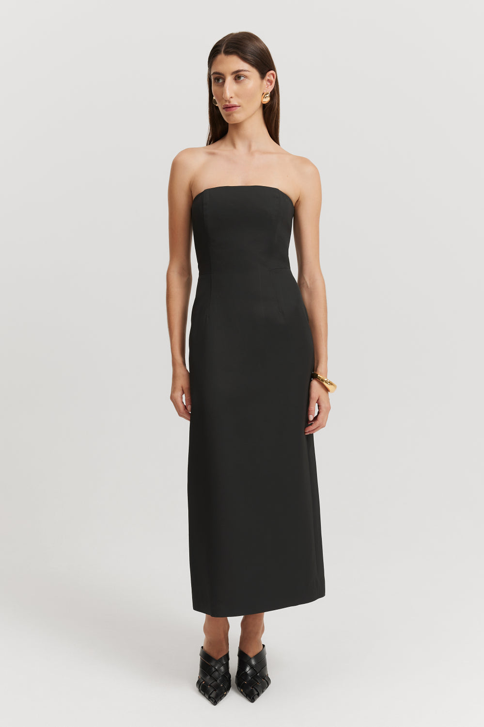 Panelled Strapless Dress