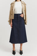 A-Line Denim Midi Skirt
