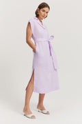Linen Cap Sleeve Midi Dress