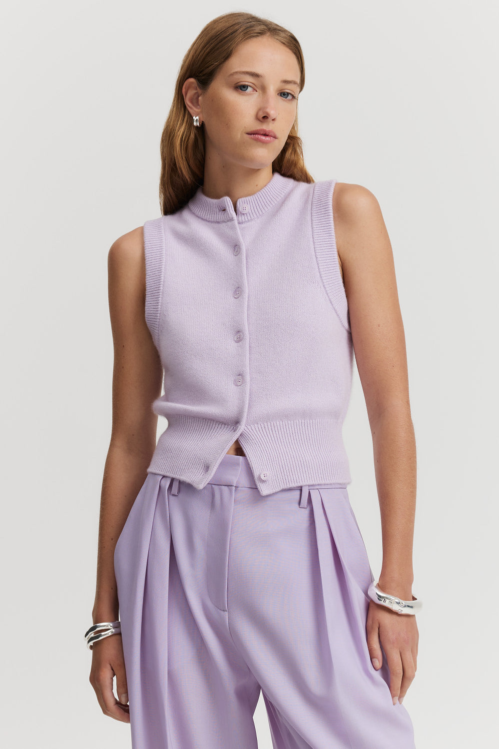 Cashmere Blend Button Knit Vest